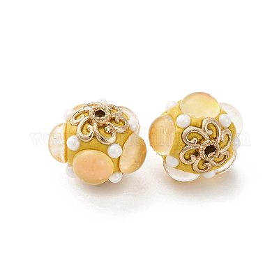 Круглые бусины из смолы ручной работы из Индонезии IPDL-P005-25KCG-02-1