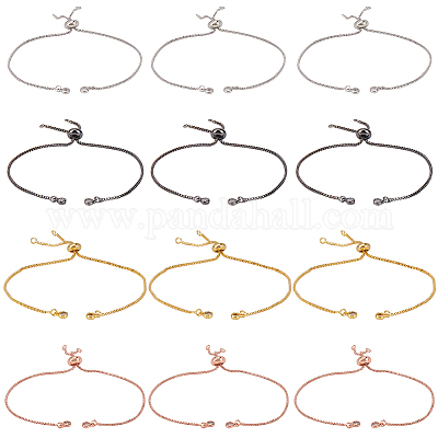 12 шт. 4 цвета стойка покрытие регулируемый латунный слайдер изготовление браслета KK-SP0001-81-1