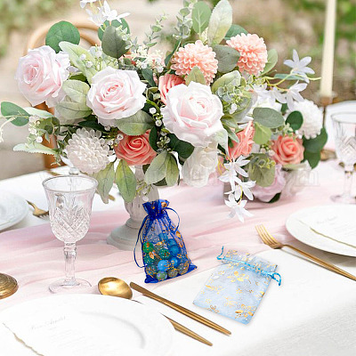 100шт 10 цвета мешочки для ювелирных изделий из органзы на шнурке OP-TA0001-02-1