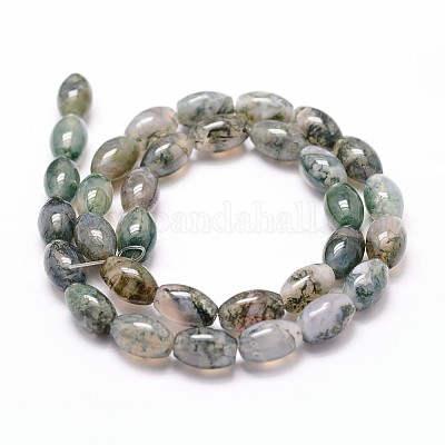 Chapelets de perles en agate mousse naturelle&nbsp;G-N0173-07-8x12mm-1