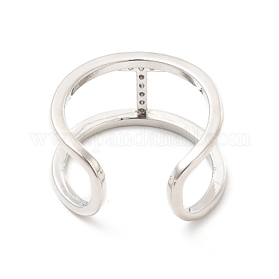 Кольцо-манжета с открытой буквой из прозрачного кубического циркония RJEW-A012-01P-T-1