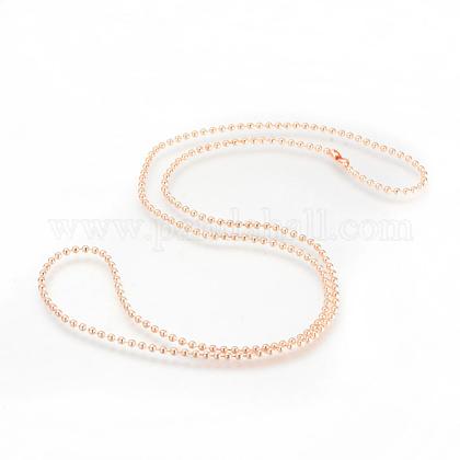 真鍮ボールチェーンネックレス作り ローズゴールド 27 56インチ 70cm の通販 Jp Pandahall Com