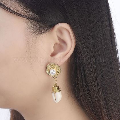 Diyピアス作り 合金スタッドピアスパーツ スチールピンと 銅ワイヤー 真鍮製丸カンとカウリーシェル ライトゴールドの通販 Jp Pandahall Com