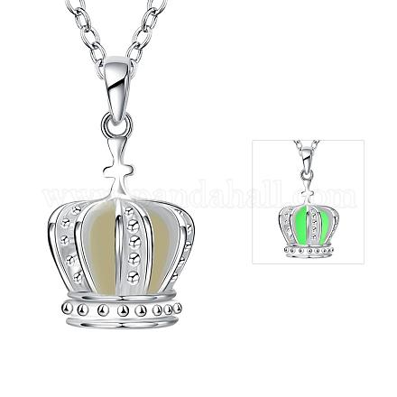 Цинкового сплава полые crownluminous ожерелья серебристые NJEW-BB03104-A-1