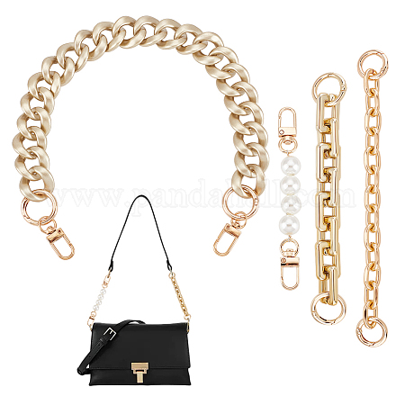 UNICRAFTALE 4Pcs 4 Styles Bag Chain Straps Acrylic Beads Bag Extender Chains Alloy Purse Chain 120~413mm Shoulder Bag Strap Extender with Spring Gate Rings for Bag Straps Replacement Accessories AJEW-UN0001-47-1