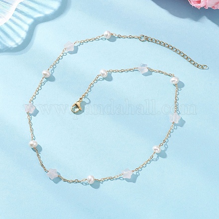 Ожерелья из цепочек из натурального розового кварца NJEW-JN05687-01-1