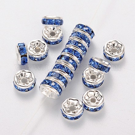 Rondelle Silver Color Plated Brass Grade A Rhinestone Spacer Beads RB-F016-23S-NF-1