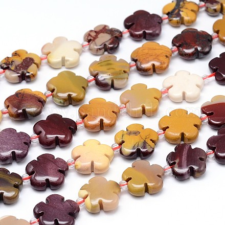 Dyed Natural Mookaite Flower Bead Strands G-L241B-17-1