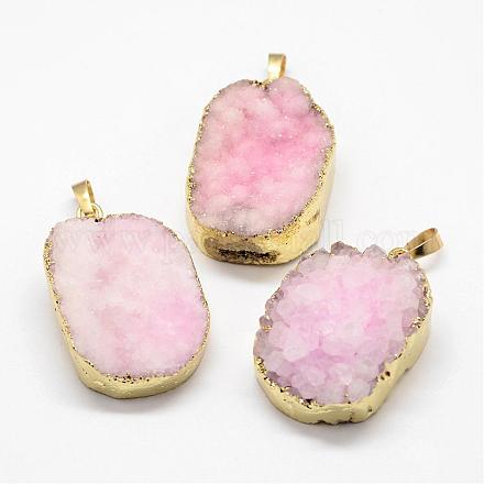Electroplated Natural & Dyed Druzy Agate Pendants G-N0167-023B-01-1