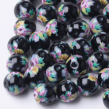 Printed & Spray Painted Glass Beads GLAA-S047-03A-10-1