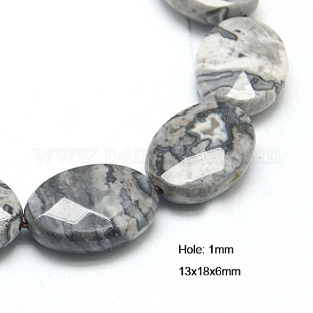 Chapelets de perles en jaspe avec images naturelles G-G214-13x18mm-11-1