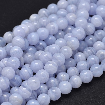 Dentelle bleu brins ronds agate perles naturelles G-F289-27-8mm-1