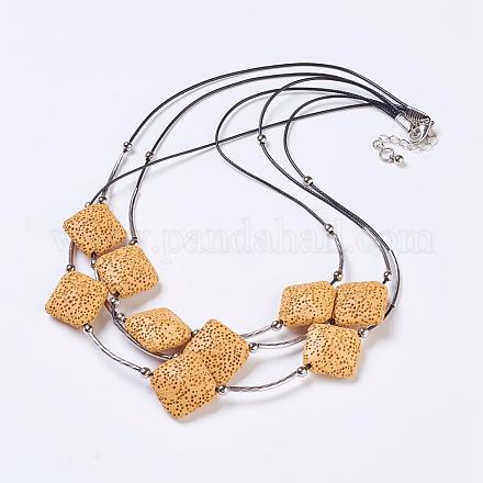 Waxed Cord Tiered Necklaces NJEW-P185-B02-1