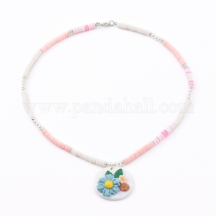 Handmade Polymer Clay Pendant Necklaces NJEW-JN03380-1