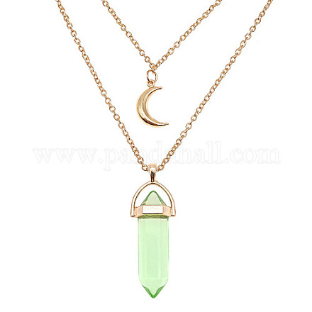 Двухслойное колье с подвеской в виде конуса из окрашенной натуральной яшмы UX9990-14-1