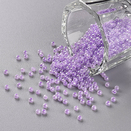 12/0グレードの丸いガラスシードビーズ  セイロン  紫色のメディア  2x1.5mm  穴：0.7mm  約48500個/ポンド SEED-N001-B-337-1