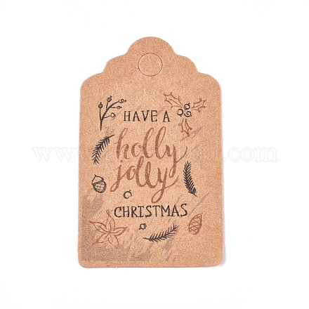 紙ギフトタグ  hange tags  美術工芸用  クリスマスのために  ホリーとジョリーという言葉で  バリーウッド  50x30x0.3mm  穴：5mm CDIS-L003-E03-B-1