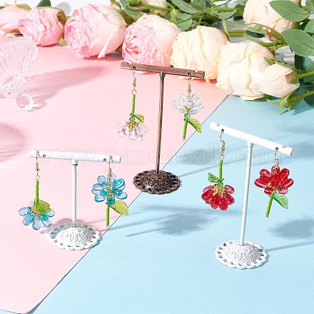 Серьги-подвески в форме цветка из нержавеющей стали 304 EJEW-MZ00461-1