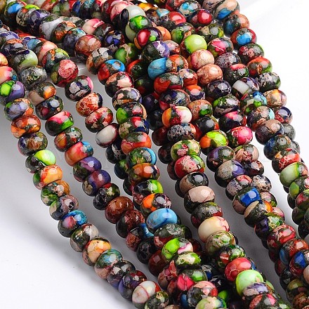 Dyed Natural Imperial Jasper Rondelle Beads Strands G-M275-03-8mm-1