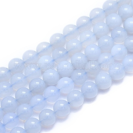 Природные голубые халцедон бисер пряди G-K310-C12-10mm-1