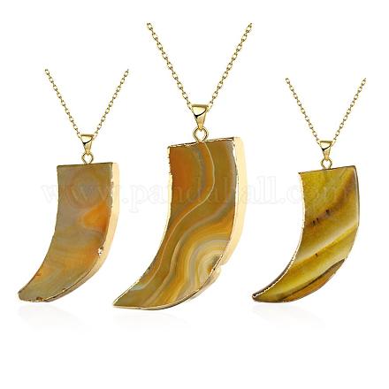 Tusk Natural Agate Scabbard Pendant Necklaces NJEW-BB00133-02-1