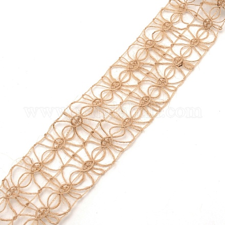 黄麻布のリボン  ギフト包装ロープ  中空の花  淡い茶色  2インチ（50mm）  約5ヤード/ロール OCOR-WH0064-74-1