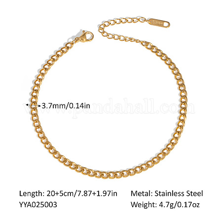 Модные женские браслеты на ногу из витой цепи толщиной 3.7 мм из нержавеющей стали 304 WA6506-1-1