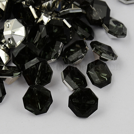 2-Hoyo botones de octágono de acrílico Diamante de imitación de Taiwán BUTT-F016-11.5mm-27-1