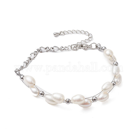 Браслеты из натурального культивированного пресноводного жемчуга BJEW-JB10387-1