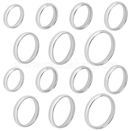 DICOSMETIC 14Pcs 7 Size Plain Finger Rings 4mm Knuckle Rings Wedding Band Stackable Rings Women's Thin Plain Band Rings Stainless Steel Ring Comfort Fit US Size 2-12 RJEW-DC0001-02-1