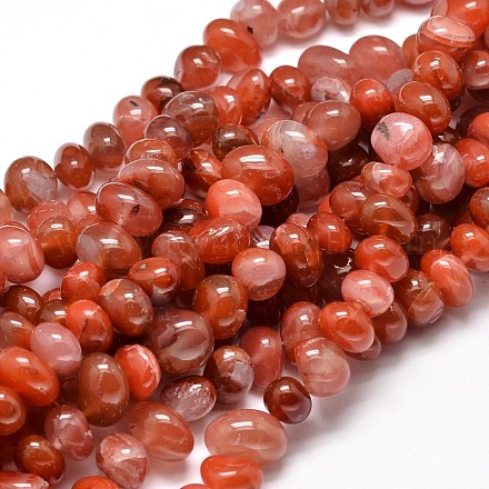 Agate rouge teints pierre naturelle brins pépites de perles X-G-J337-03-1
