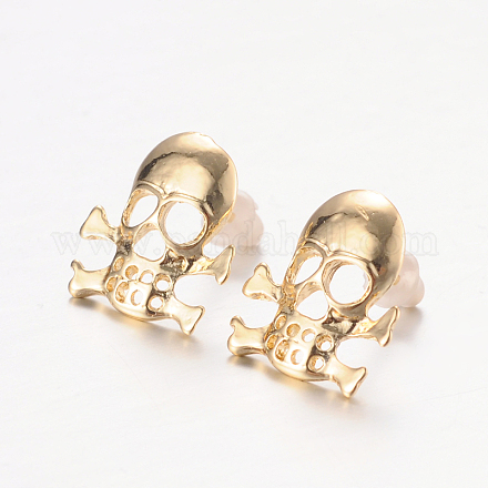 Skull Alloy Stud Earrings EJEW-O068-132G-1