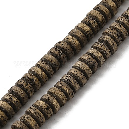 Electroplated Natural Lava Rock Beads Strands G-Q1009-F01-01F-1