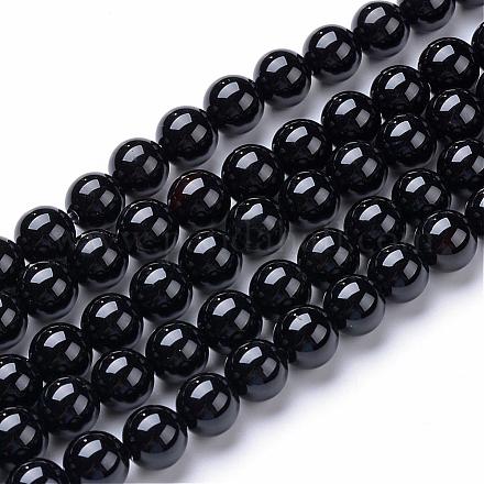 Natural Black Onyx Round Bead Strands G-T055-10mm-10-1