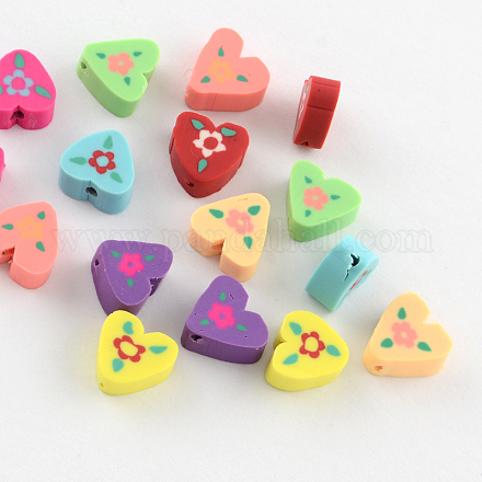 Heart Handmade Polymer Clay Beads CLAY-Q222-12-1