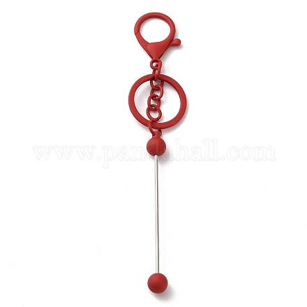 Schlüsselanhänger aus sprühlackierter Legierung mit Perlen für die Schmuckherstellung KEYC-A011-02B-1