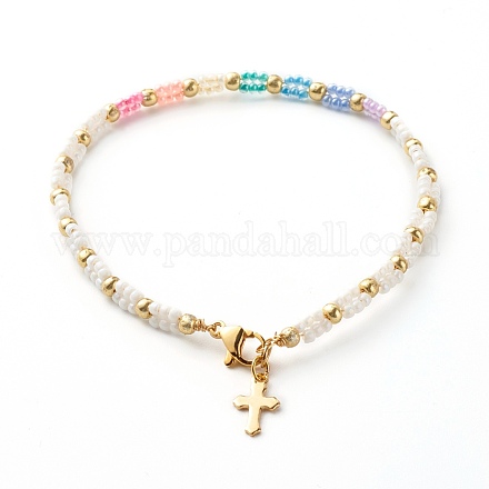 Bracelet de perles de graines de verre pour fille femme BJEW-JB06746-04-1