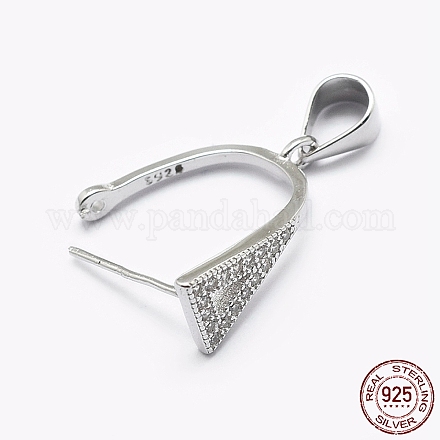 925 gancio per pendente in argento sterling placcato in rodio con micro pavè di zirconi STER-P034-47P-1