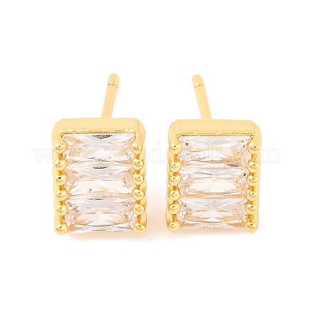 Серьги-гвоздики из латуни с микропаве из кубического циркония для женщин EJEW-U015-04G-01-1