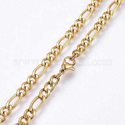 304 Stainless Steel Figaro Chain Necklaces X-MAK-L015-29A-1