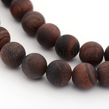Frosted Natural Tiger Eye Round Bead Strands G-M272-16-4mm-1