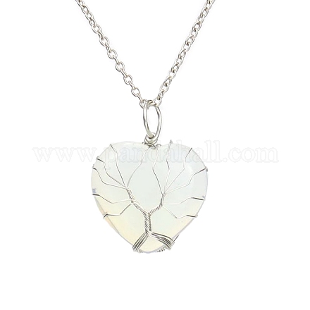 Ожерелья с подвесками в виде сердца с опалитом PW-WG58330-02-1