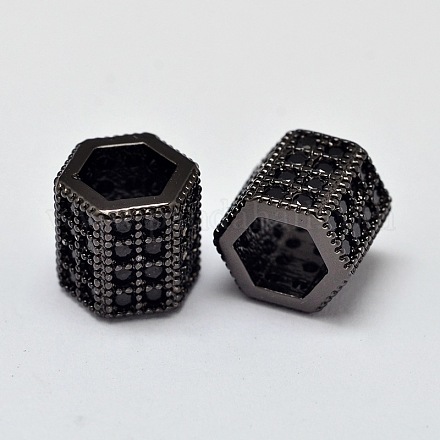 Hexagonales micro laiton prisme pavent aaa zircone cubique perles européennes ZIRC-L050-27B-NR-1