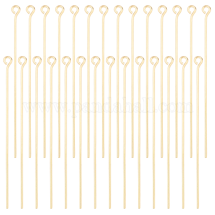 Beebeecraft 100Pcs/Box Open Eye Pins 18K Gold Plated Head Pins 50mm Jewelry Making Findings for Charm Beads DIY Making KK-BBC0002-88-1