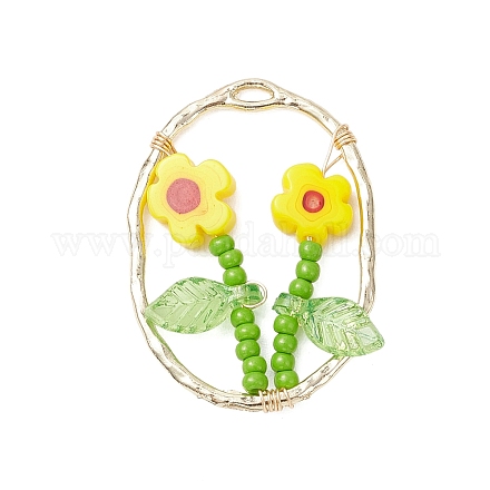 Подвески из стеклянного бисера и стекла миллефиори ручной работы PALLOY-MZ00901-03-1