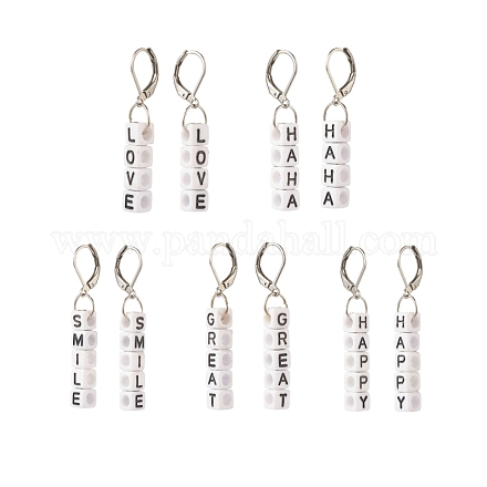 5 Paar 5 Stil-Acryl-Würfel-Buchstaben-Perlen-Ohrringe EJEW-JE04836-1