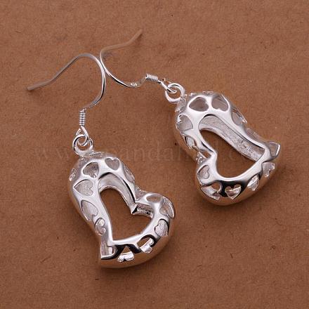 Filigree Heart Brass Dangle Earrings EJEW-BB11692-1