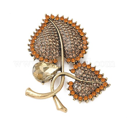 Броши в форме сердца из цинкового сплава со стразами JEWB-R055-04AG-02-1