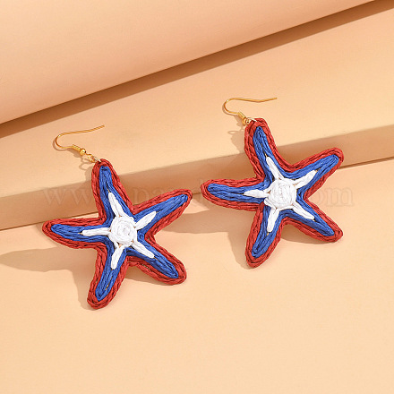 Серьги-подвески из рафии с морскими звездами FS-WG41202-04-1