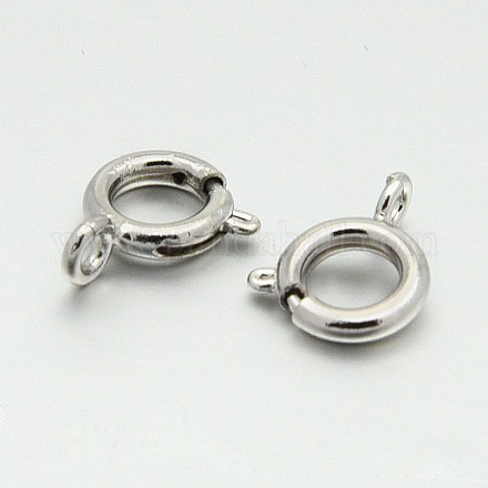 Platinum Color Brass Bolt Spring Ring Necklace End Clasps Great for Jewelry Making  X-KK-H418-N-1